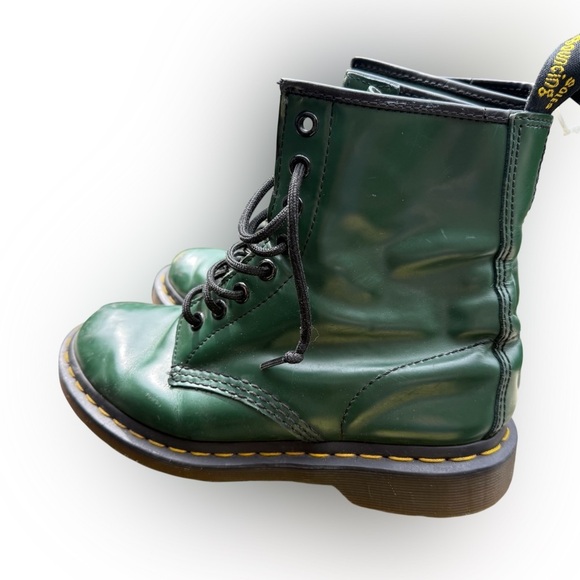 Dr. Martens 1460 Green Leather Boots – Women’s 6 US – Distressed & Worn - Picture 3 of 12